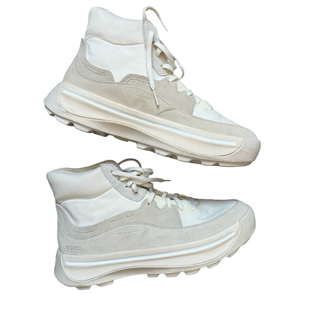 Sorel Ona 503 Knit Stylish Cream High-Top Hiking Casual Sneakers - Picture 3 of 12